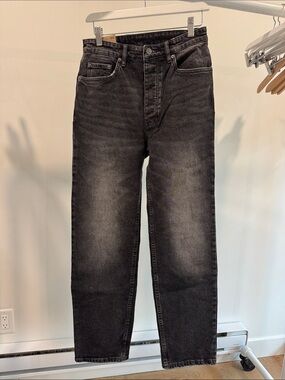 Ksubi Women's Washed Black High-Rise Straight Jeans